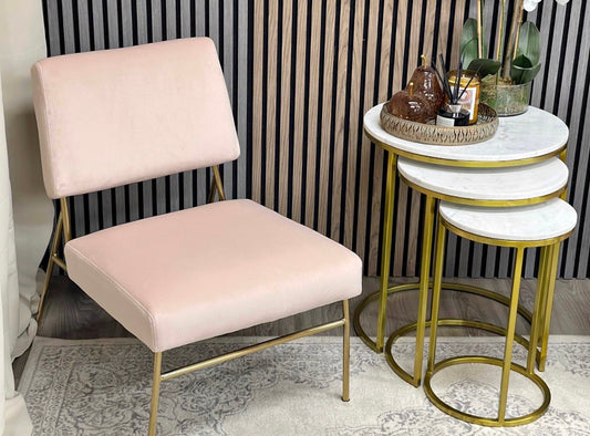 Blush Pink Velvet Accent Chair