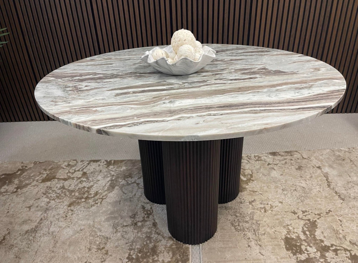 Fantasy Brown Marble Round Dining Table