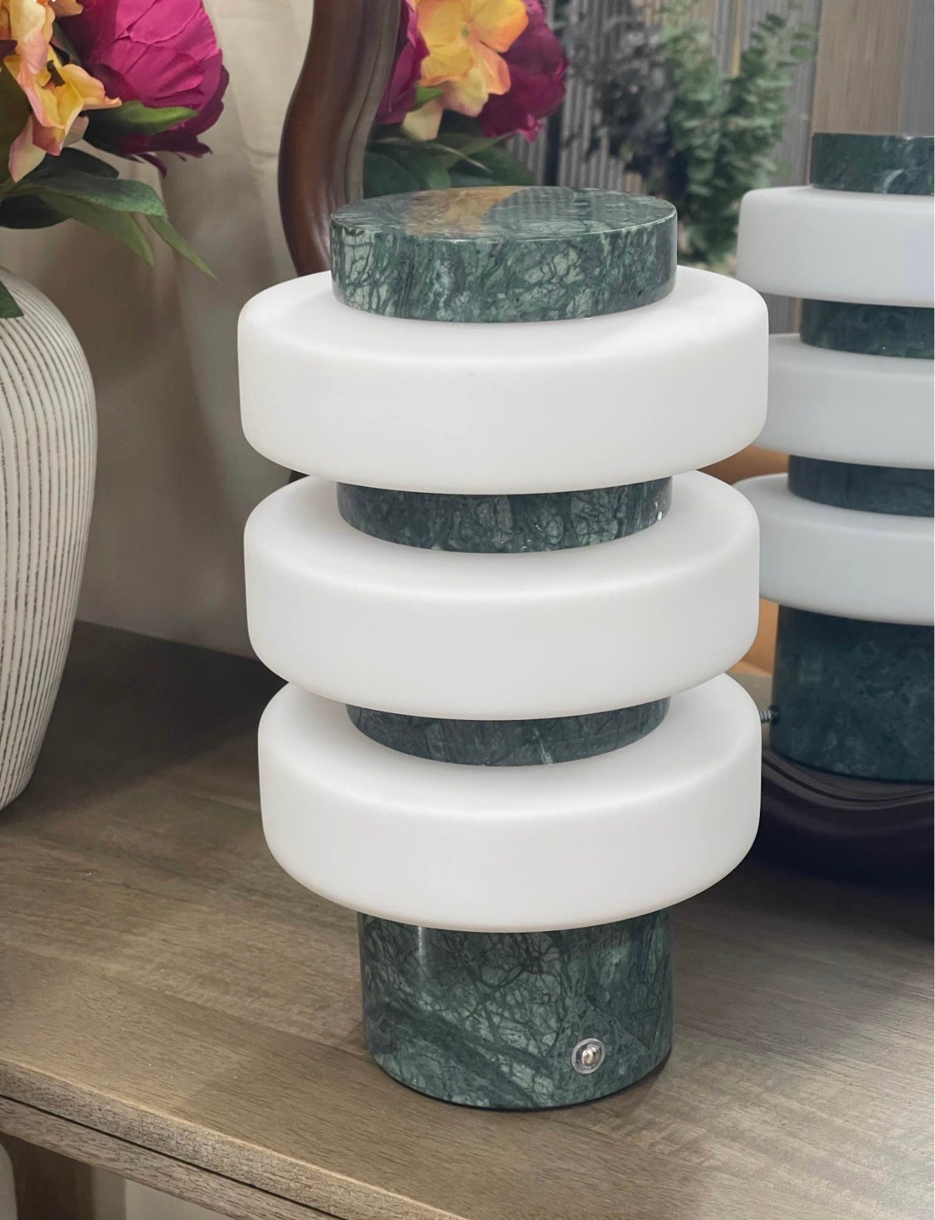 Set Of 2 Green Marble Table Lamps