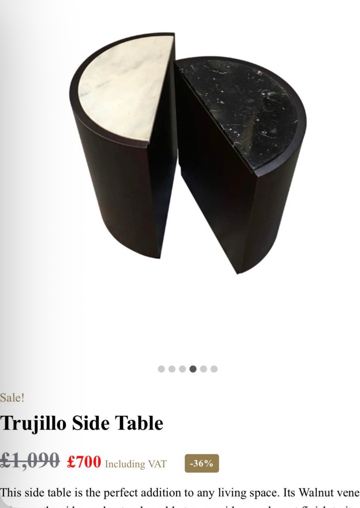 Natural Wood And Marble Side Table