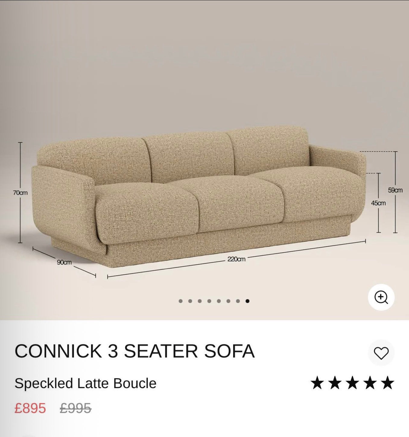 Connick Speckled Boucle 3 Seater Sofa