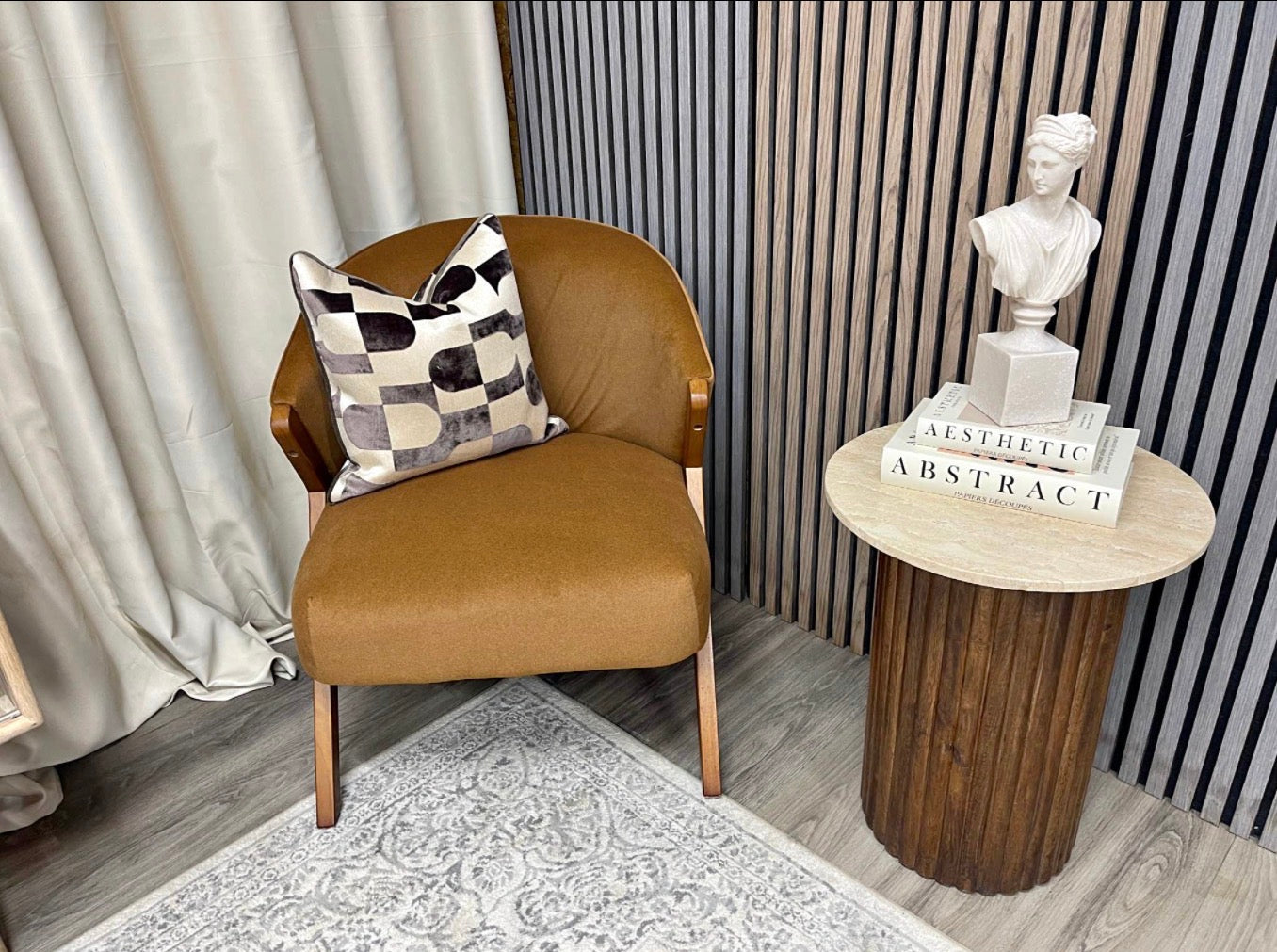 Kira Caramel Velvet Accent Chair