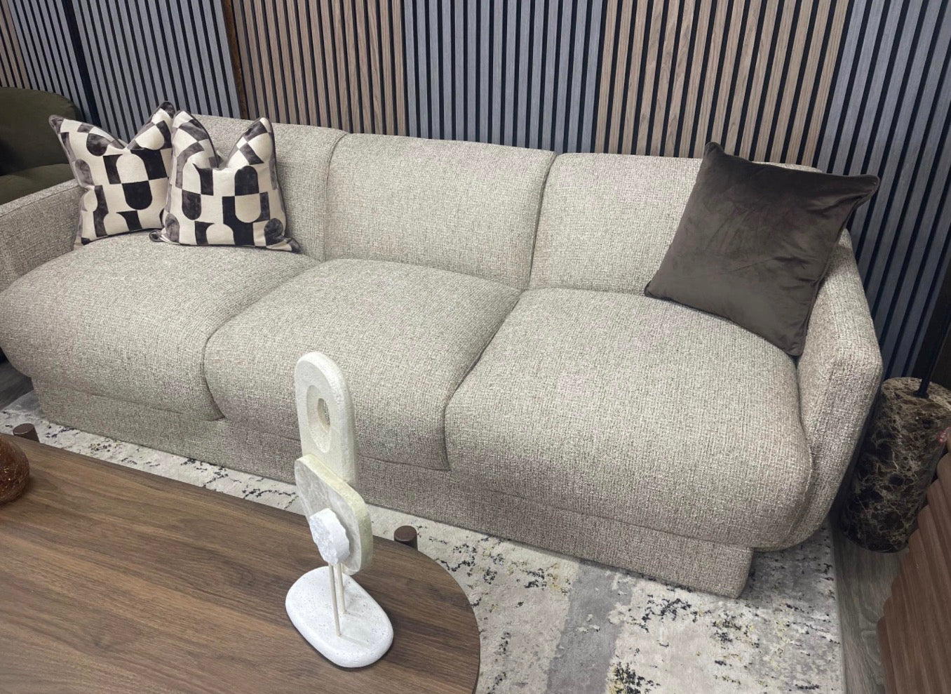 Connick Speckled Latte Boucle 3 Seater Sofa
