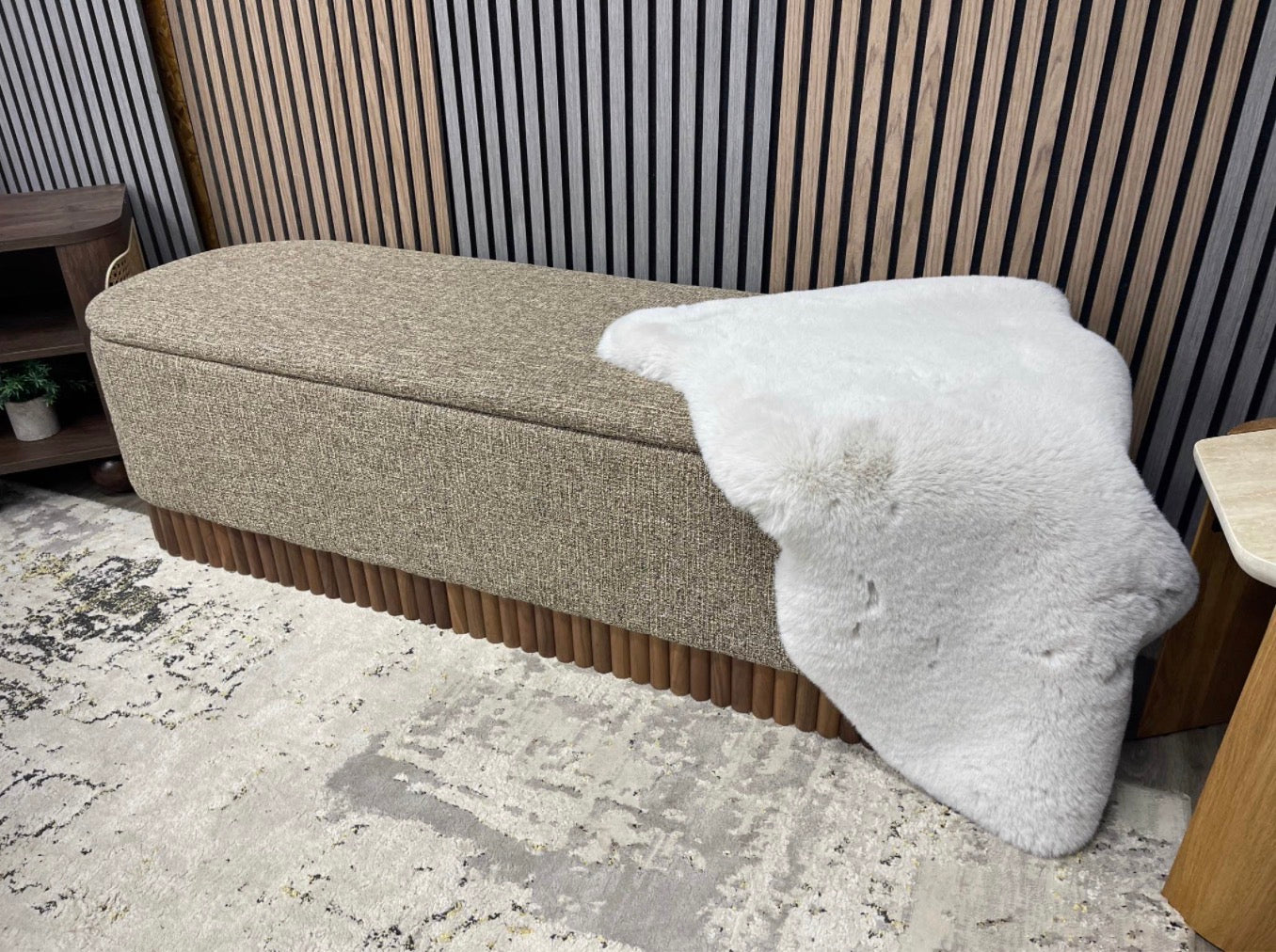 Speckled Cappuccino Boucle Storage Ottoman