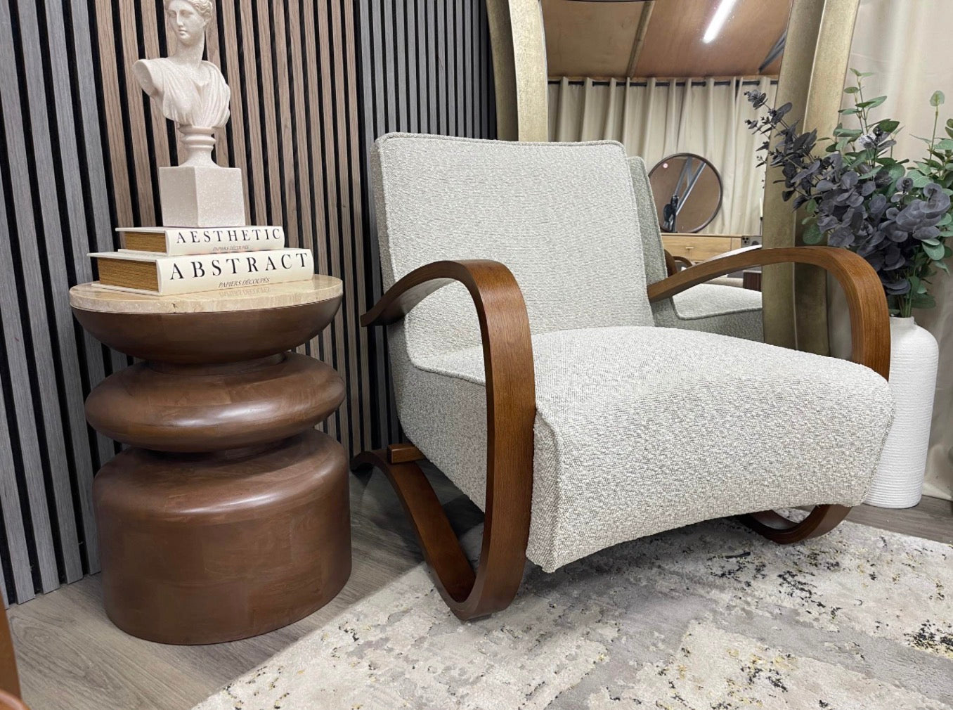Speckled Stone Boucle Accent Chair