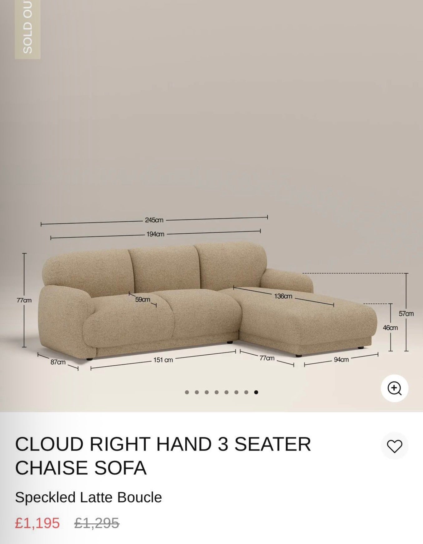 Cloud Right Hand Corner Sofa