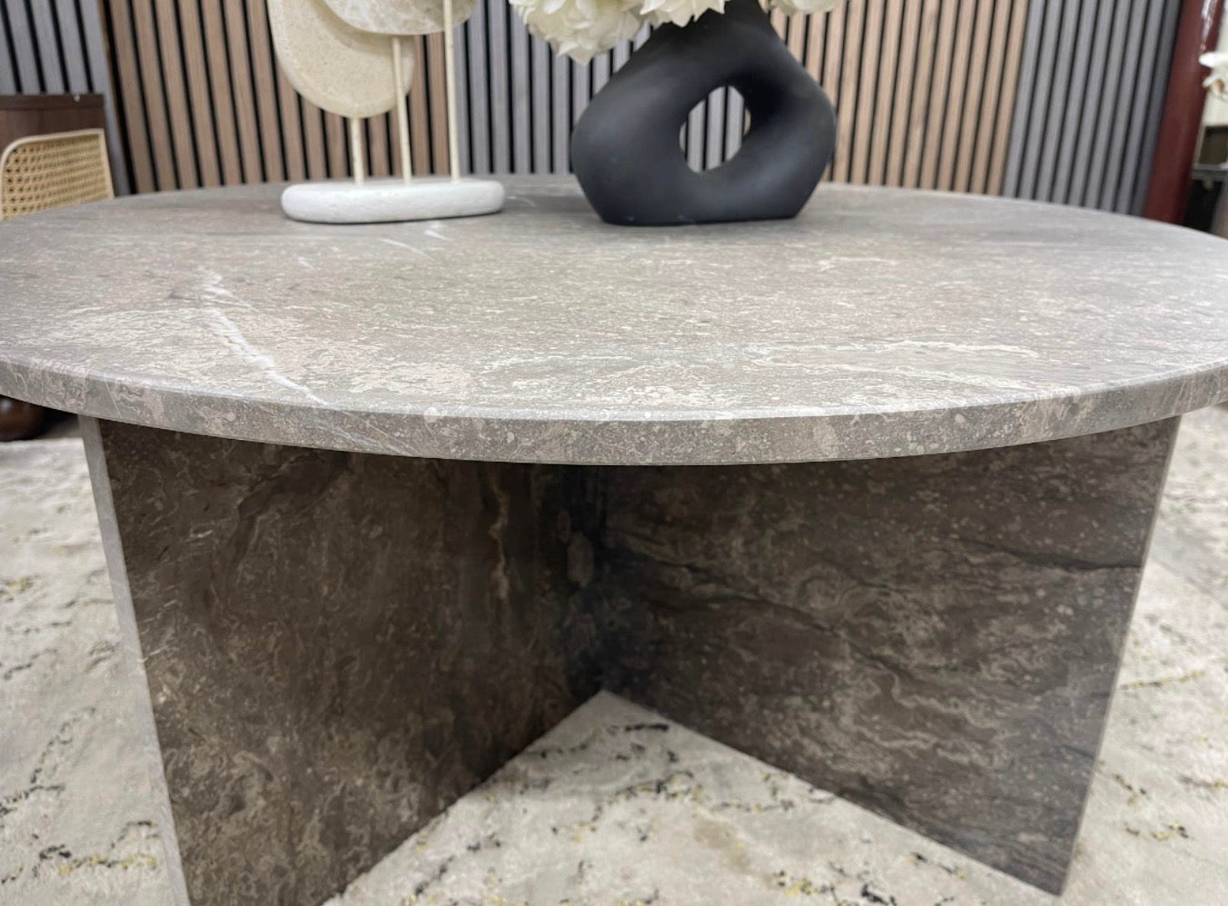 Vega Round Grey Marble Coffee Table