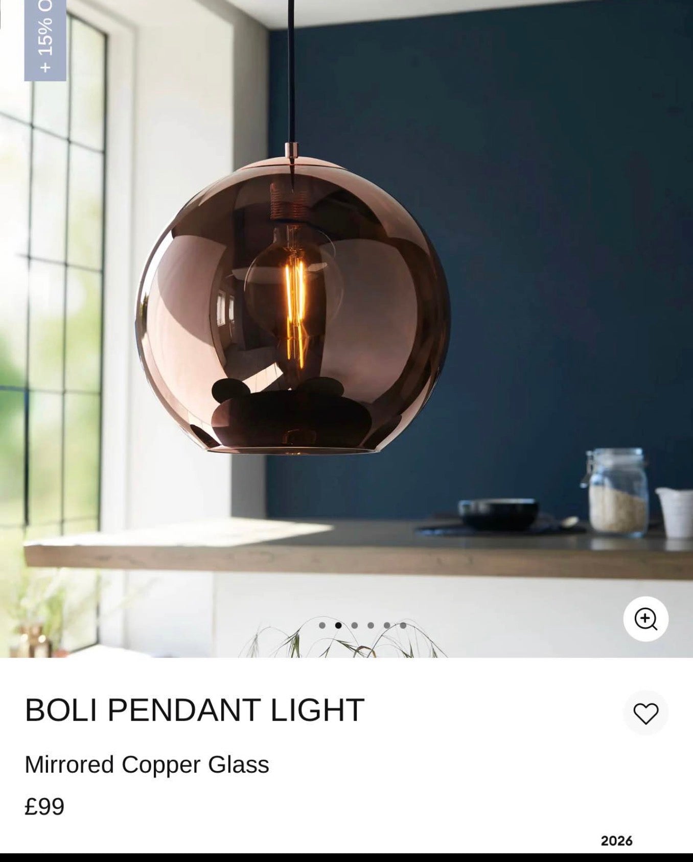 Mirrored Copper Glass Pendant Light