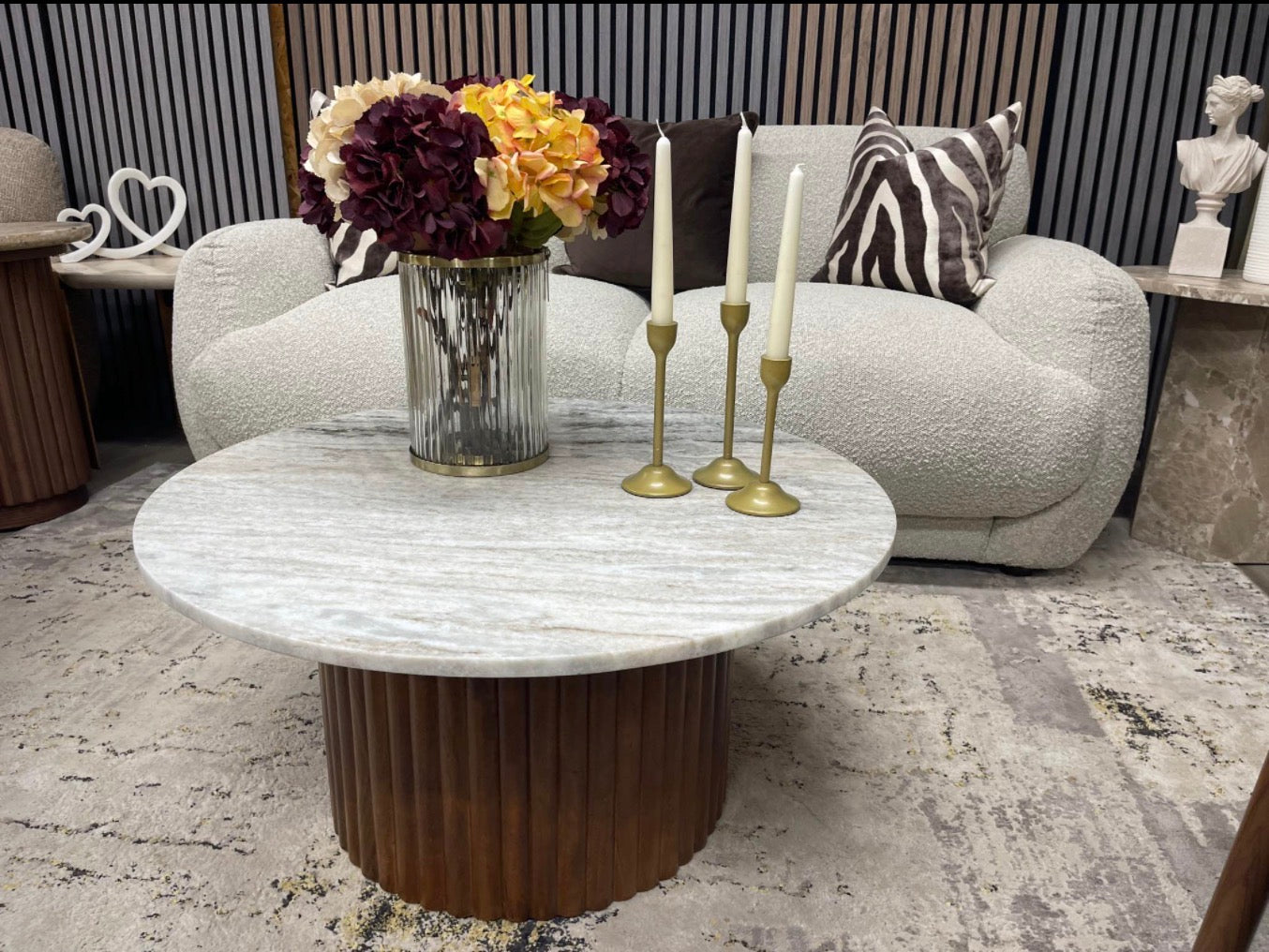 Grey Marble Round Coffee Table
