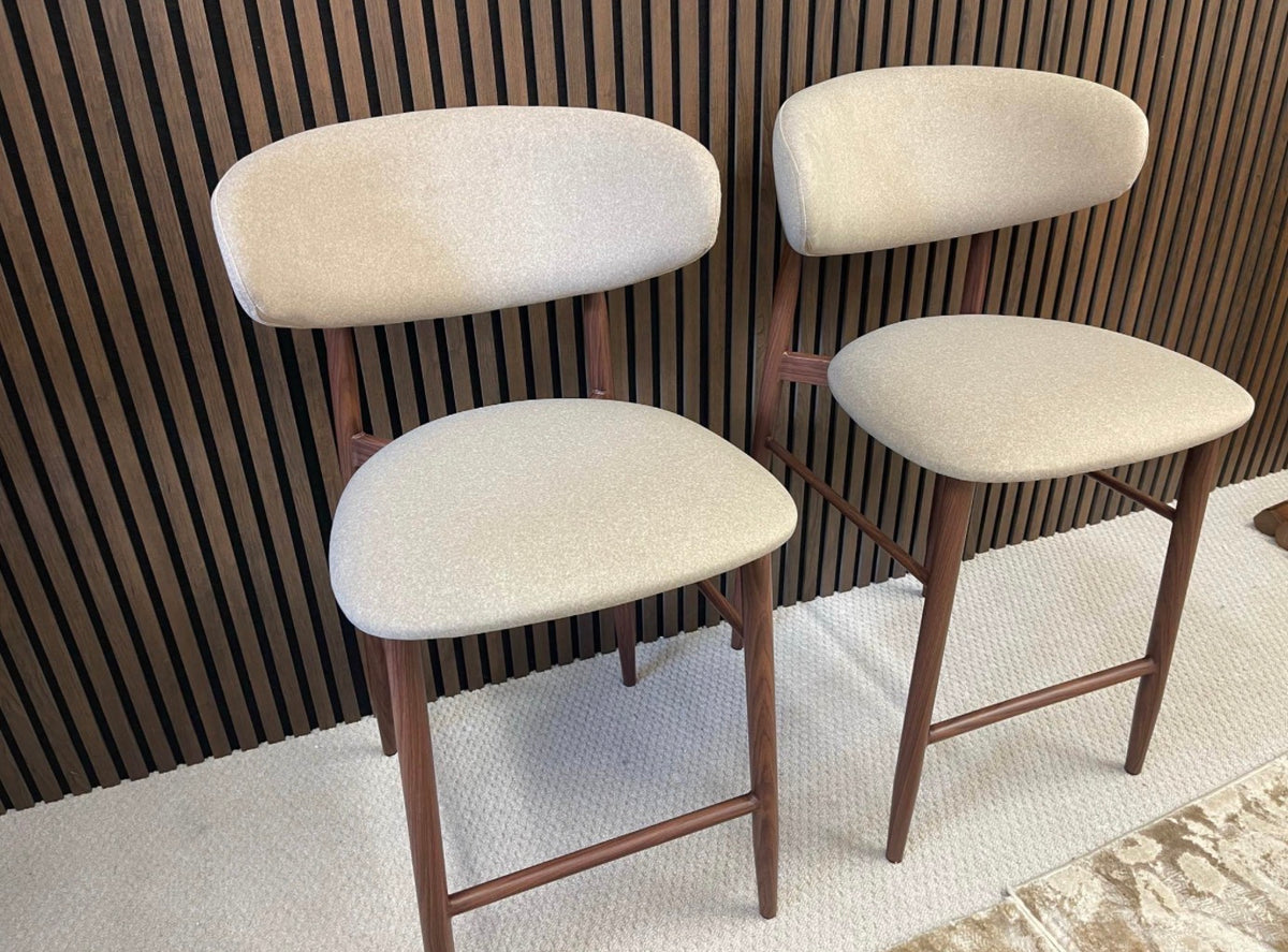 Halston Mohair Velvet Kitchen Stools X2