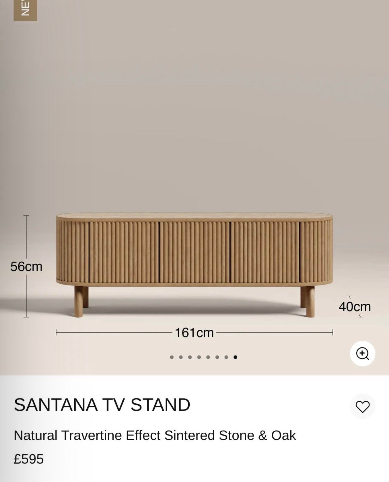 Santana Natural Travertine Stone And Oak Tv Stand