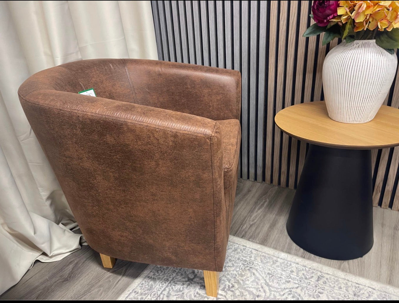 Brown Faux Leather Tub Chair