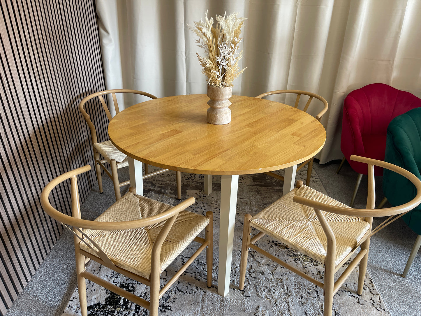 4 Wishbone chairs and dining table