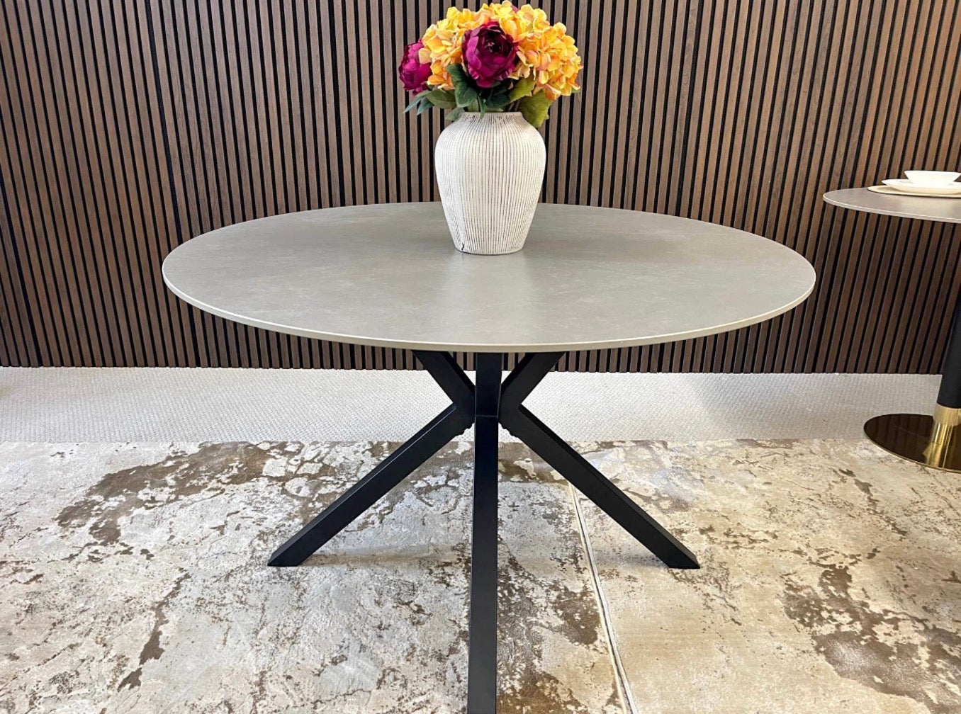 Round Grey Ceramic Dining Table