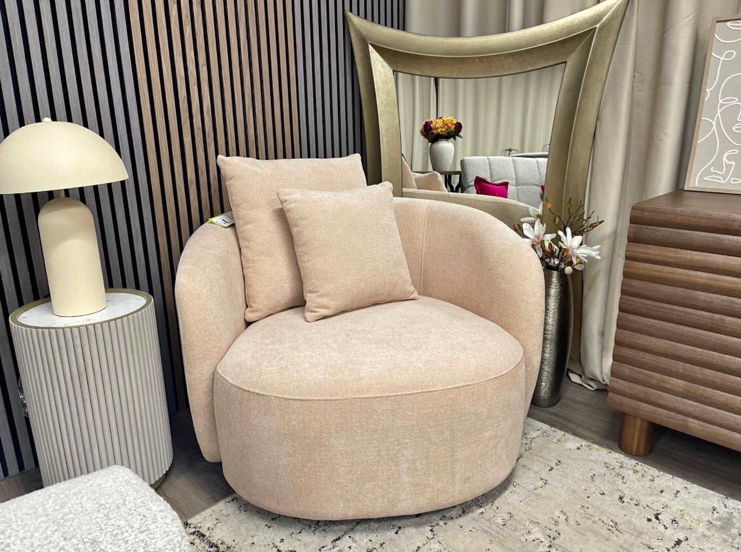 Salmon Swivel Armchair