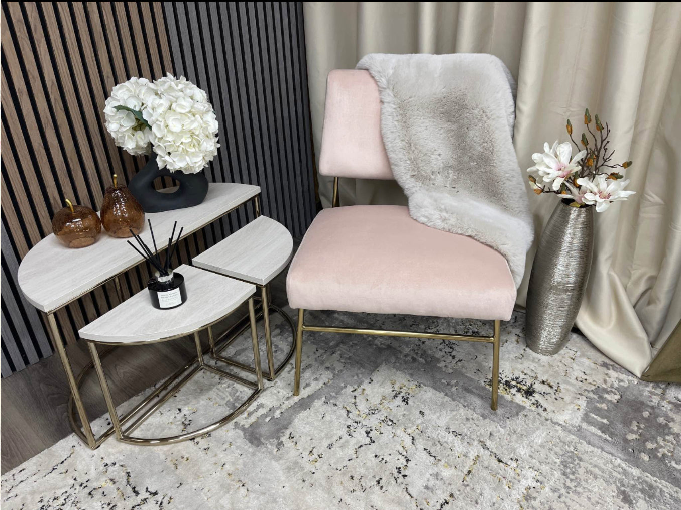 Blush Pink Velvet Accent Chair