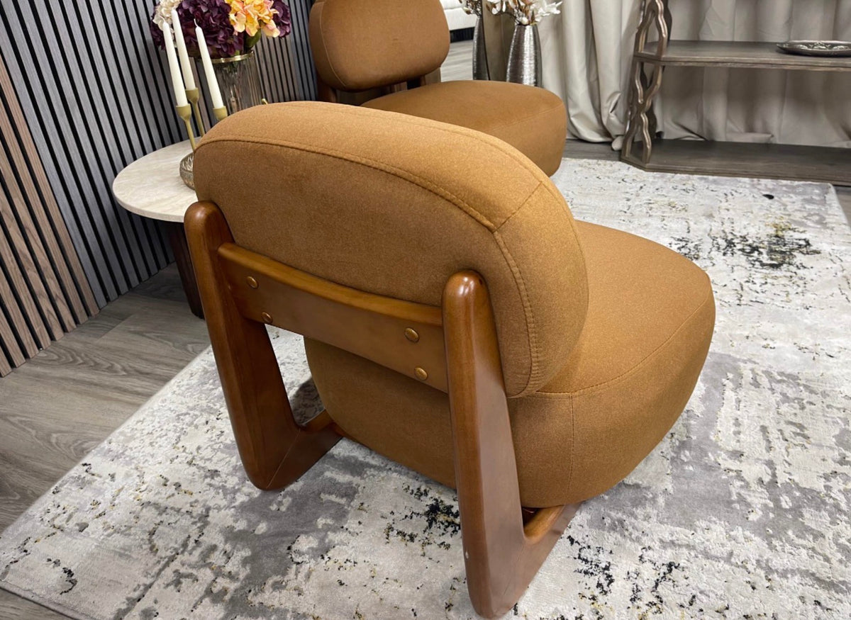 Didsbury Caramel Brown Mohair and Walnut Accent Chair