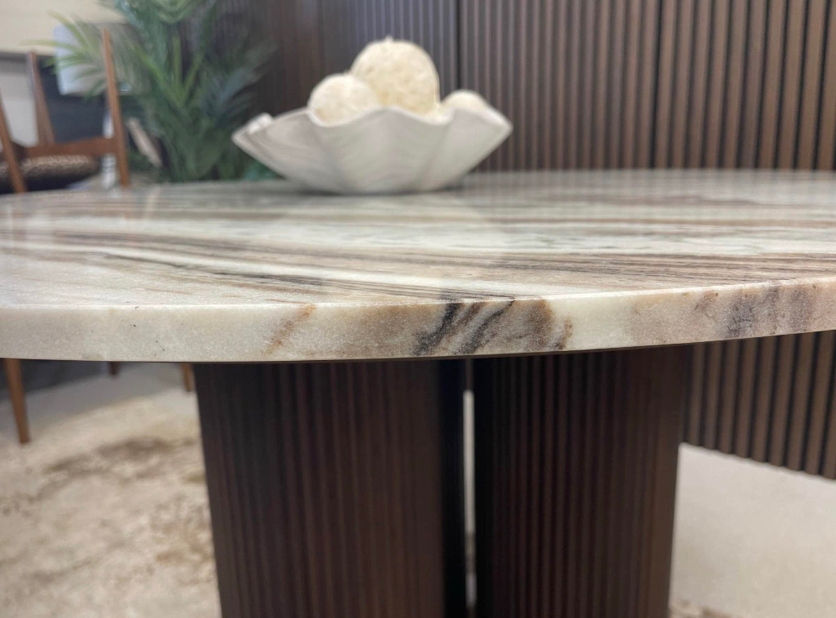Fantasy Brown Marble Round Dining Table