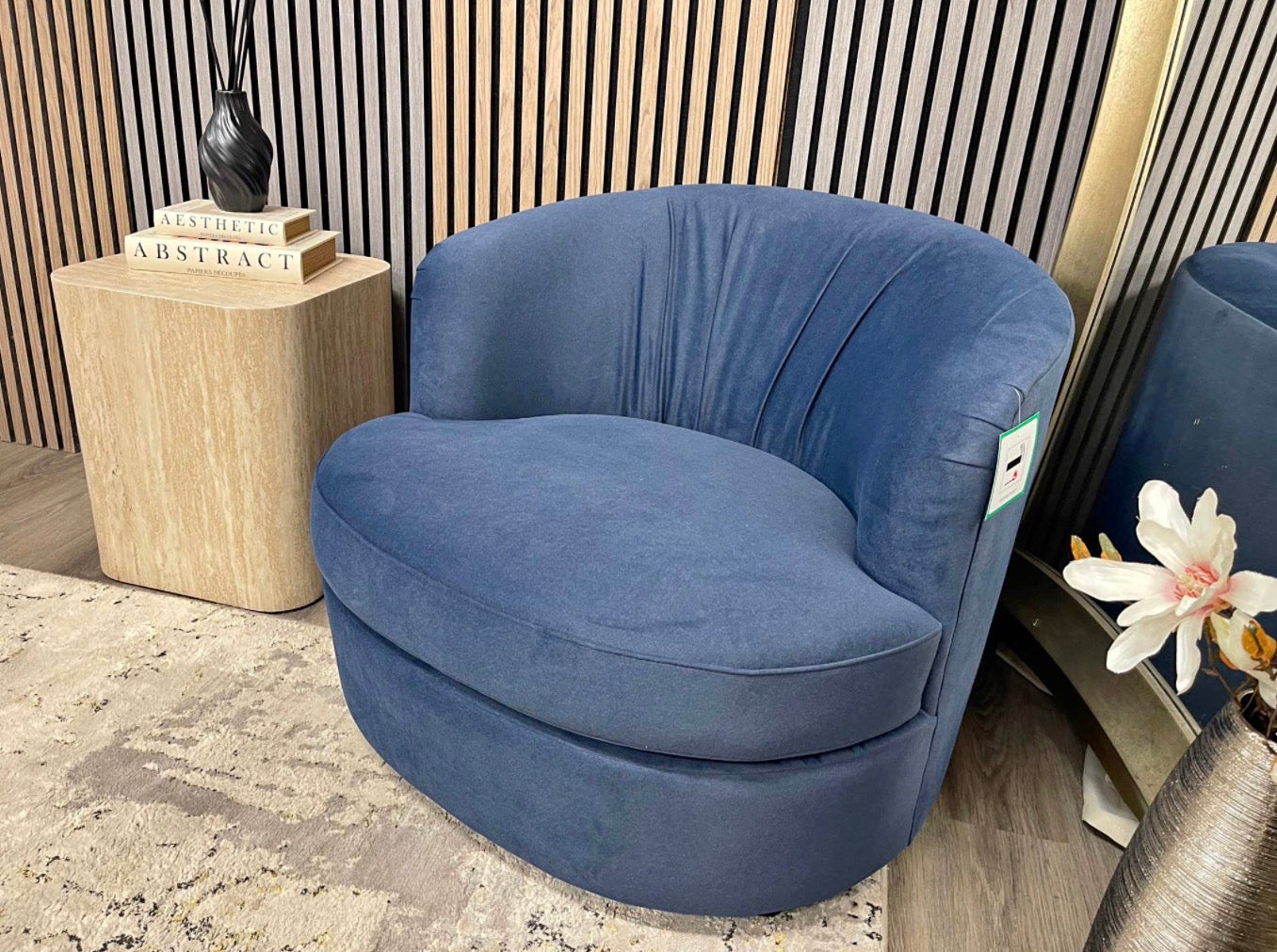 Portland Mohair Ocean Blue Accent Chair