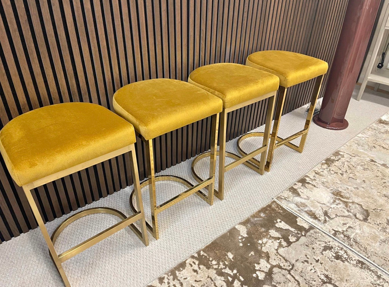 Matteo Mustard Velvet Stools x4
