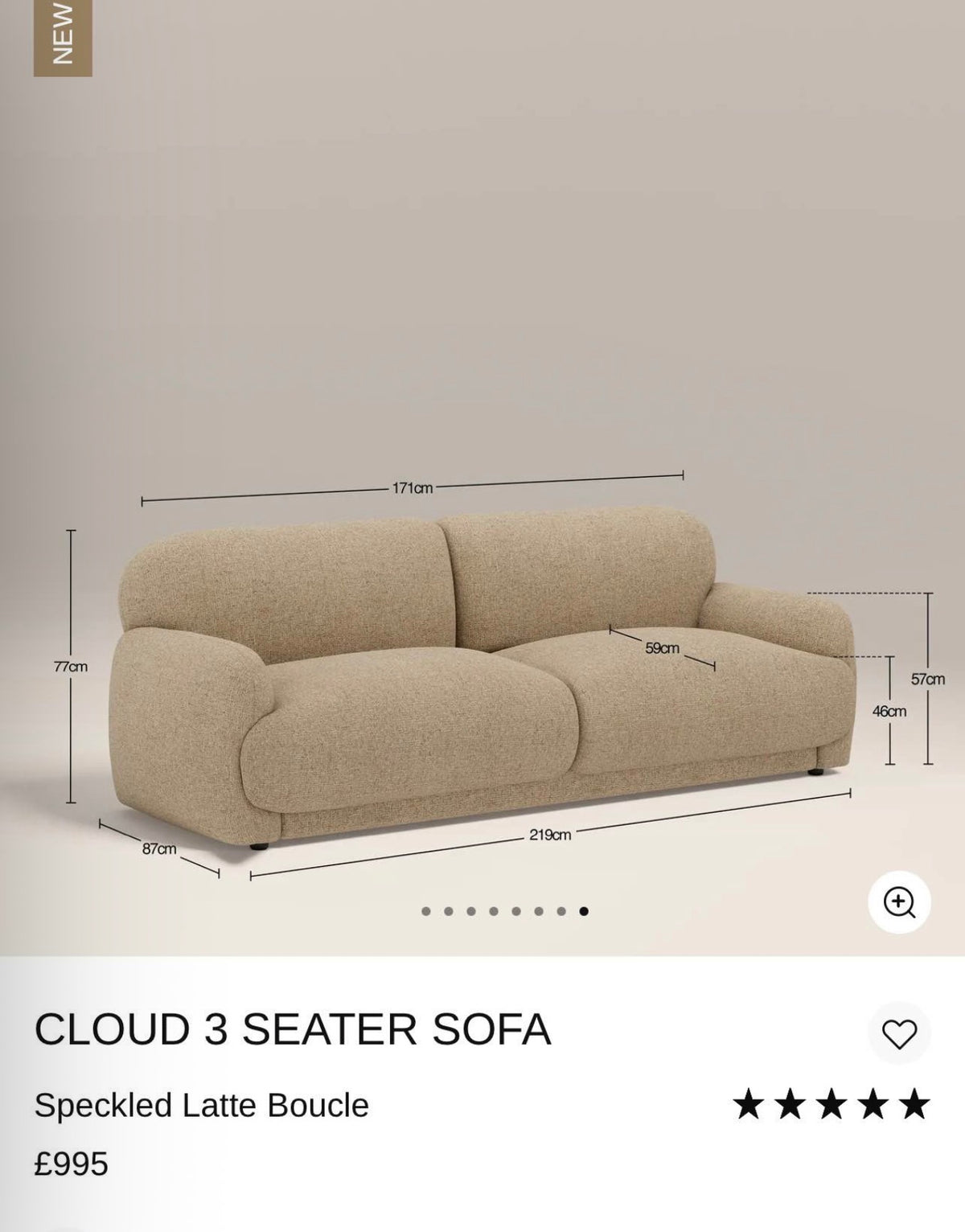 Cloud Latte Boucle 3 Seater Sofa