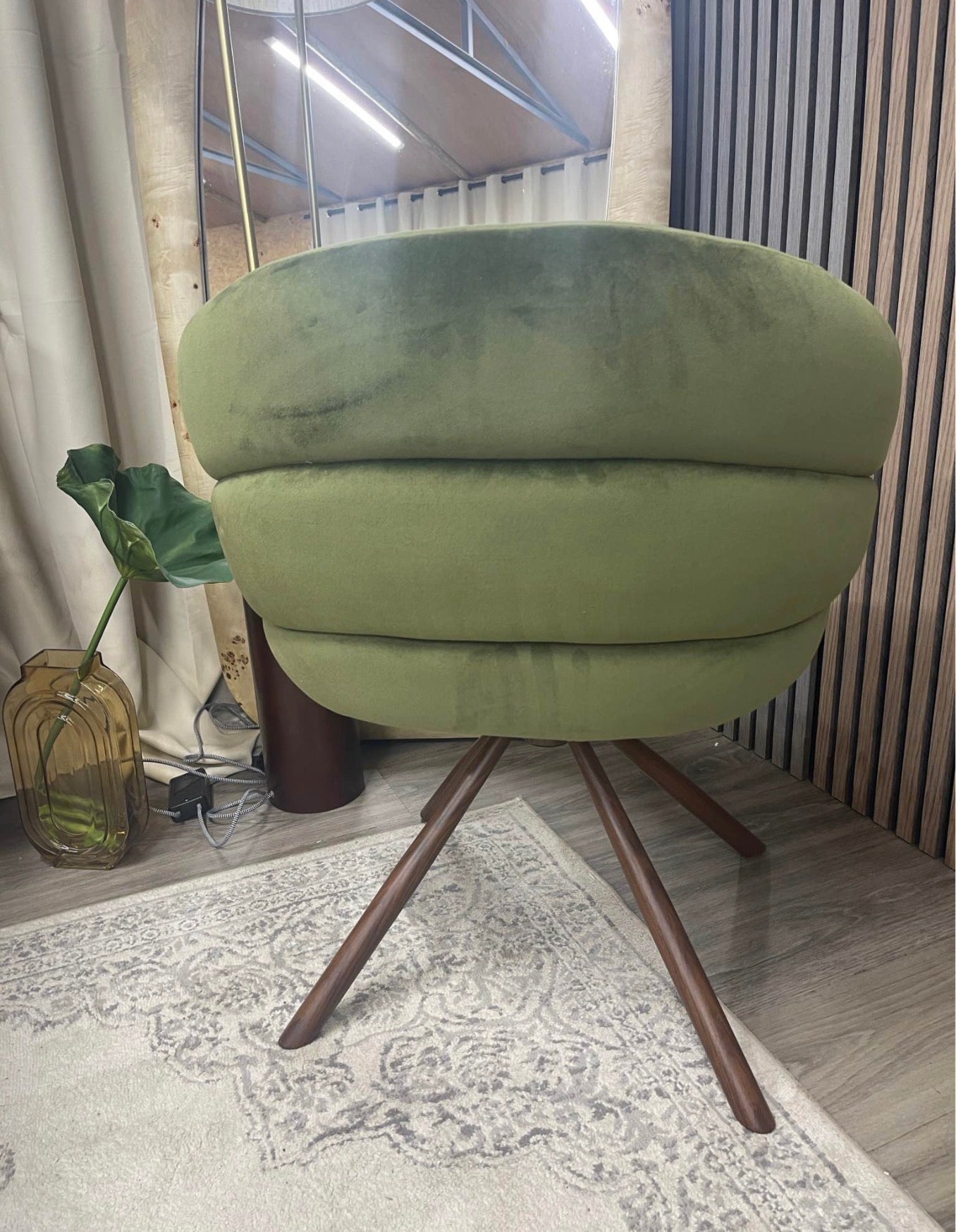 Moss Green Velvet Swivel Desk Chair