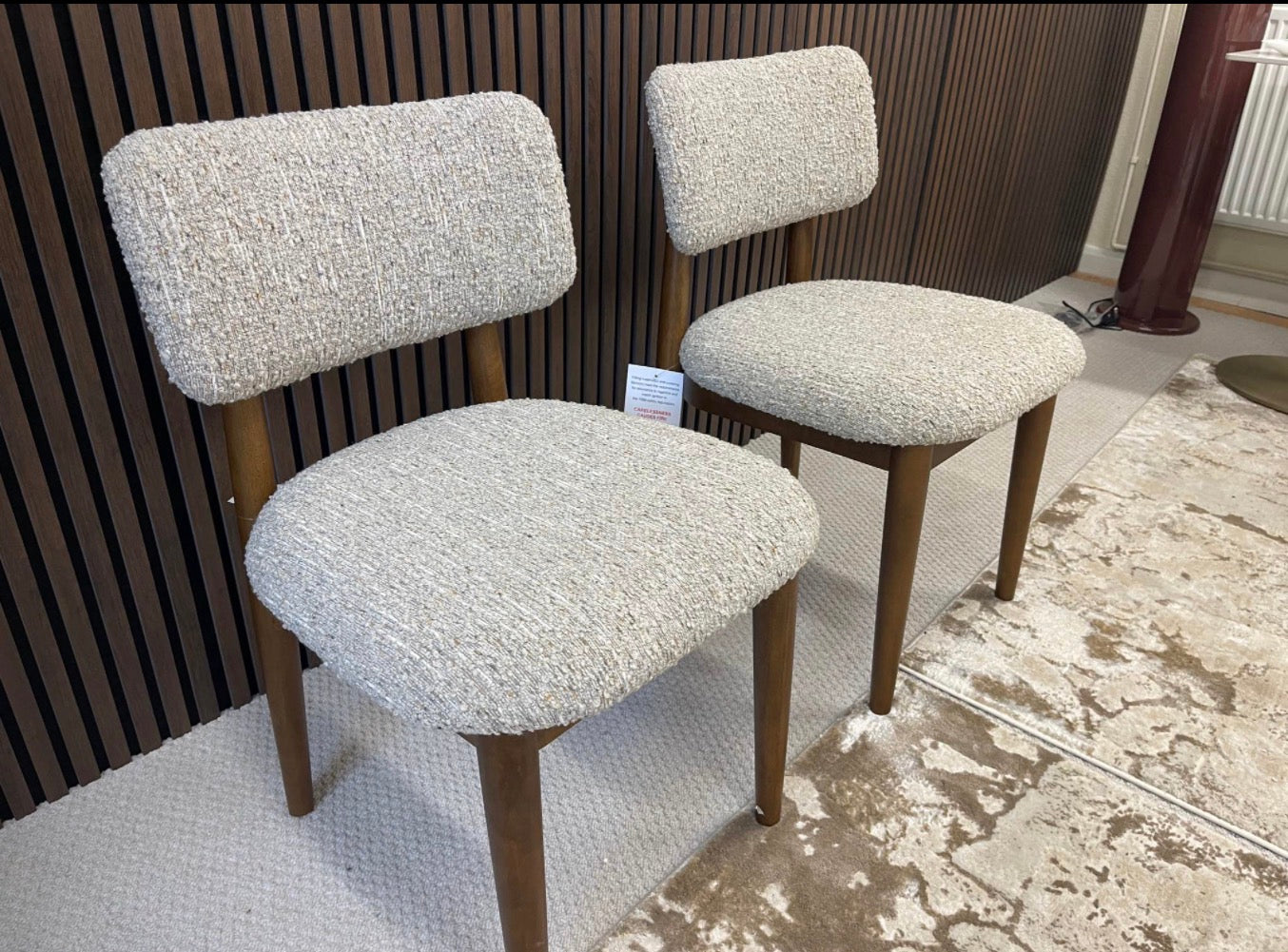 Next Tweedy Boucle Mink Dining Chairs x2