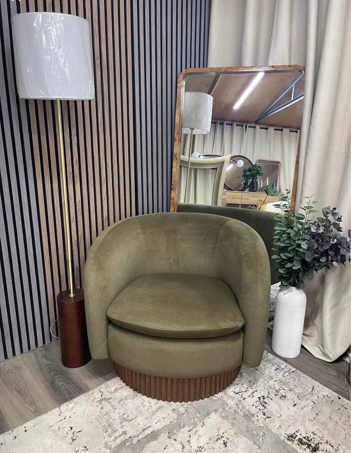 Viva Mohair Velvet Swivel Chair