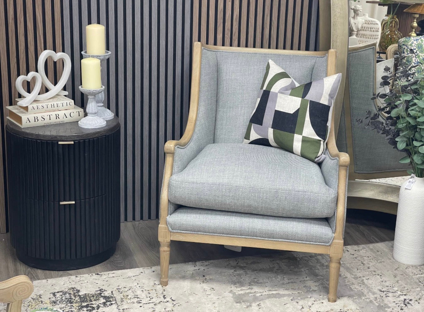 Windsor Oak French Style  Armchair In Swedish Grey