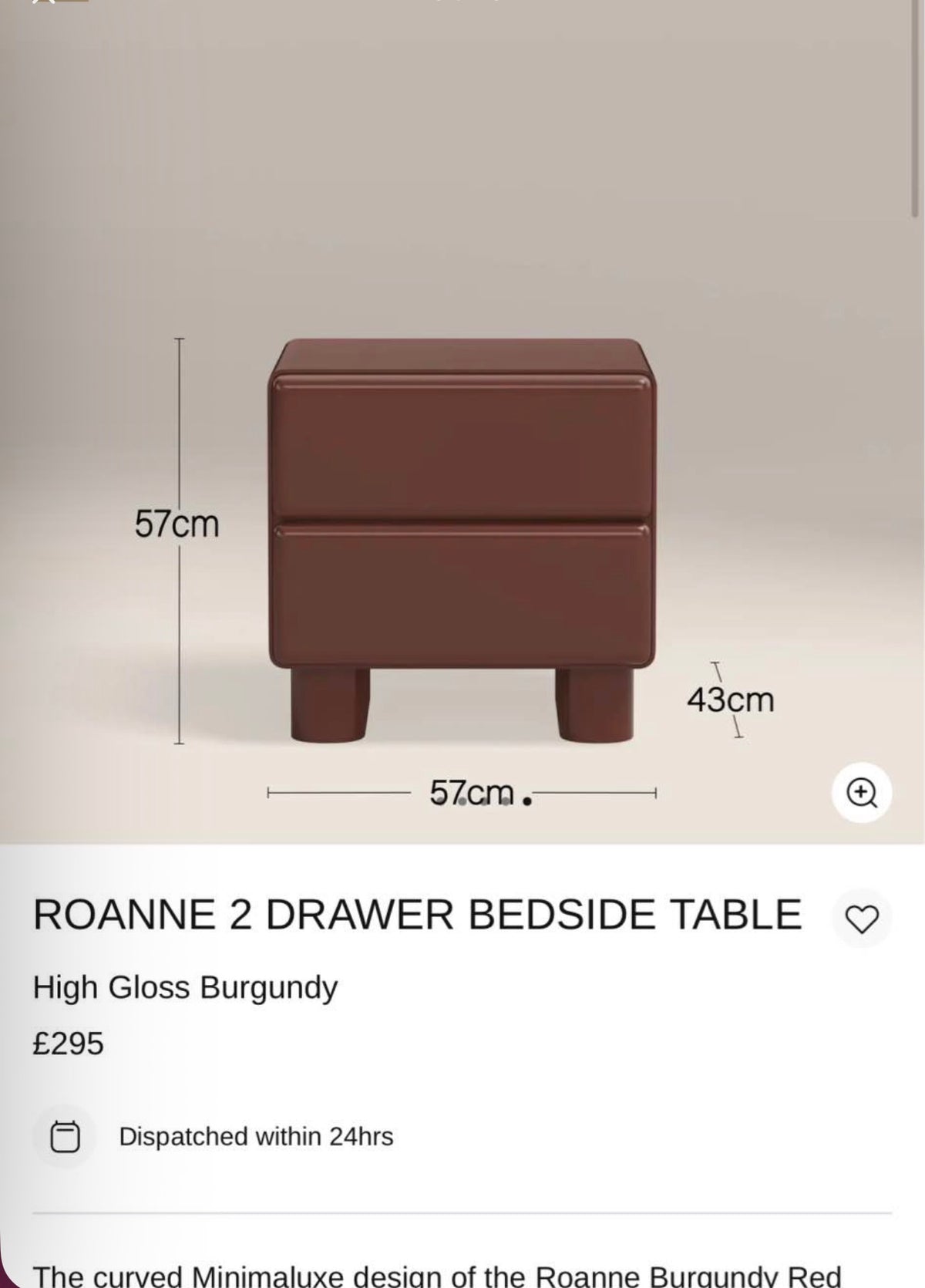 Set Of 2 Gloss Burgundy Bedside Tables
