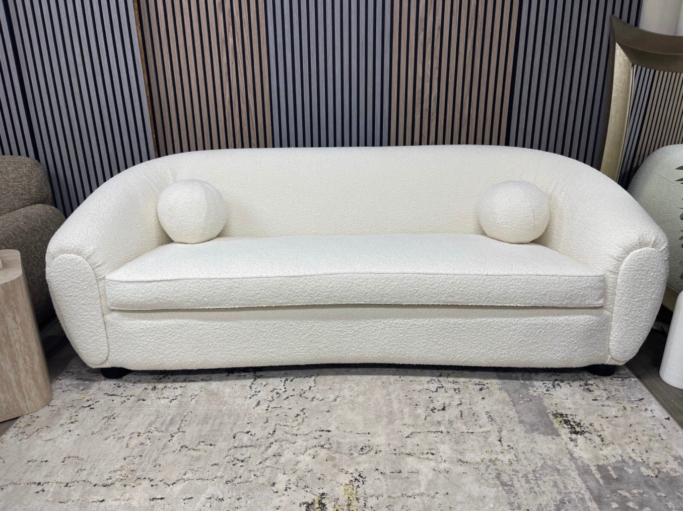 White Boucle 3 Seater Sofa