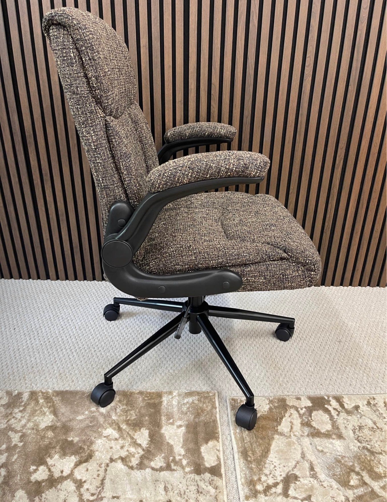 Speckled Espresso Boucle Office Chair