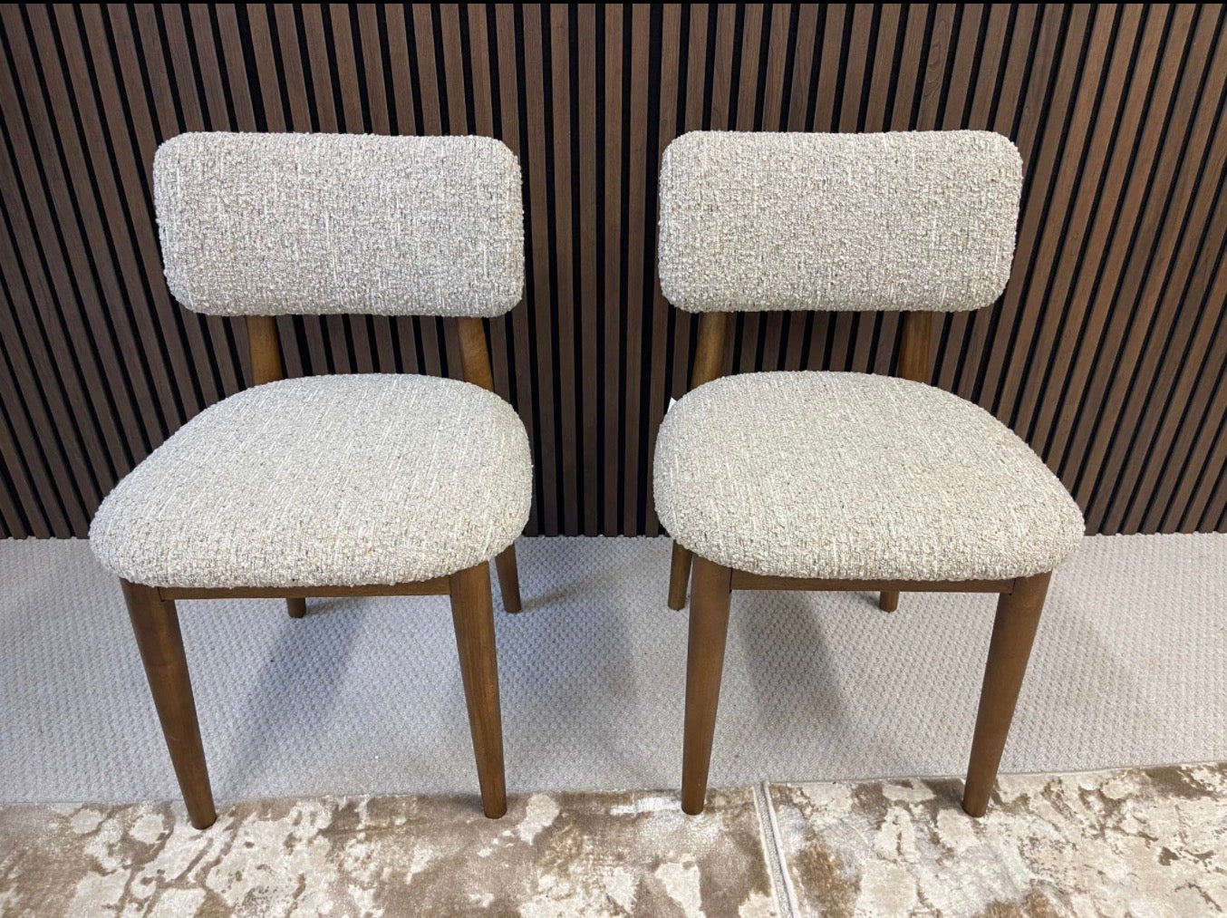 Next Tweedy Boucle Mink Dining Chairs x2