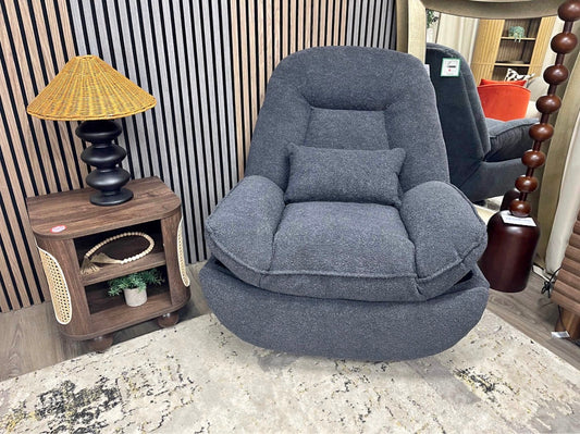 Swivel Rocking Recliner Navy Boucle Armchair