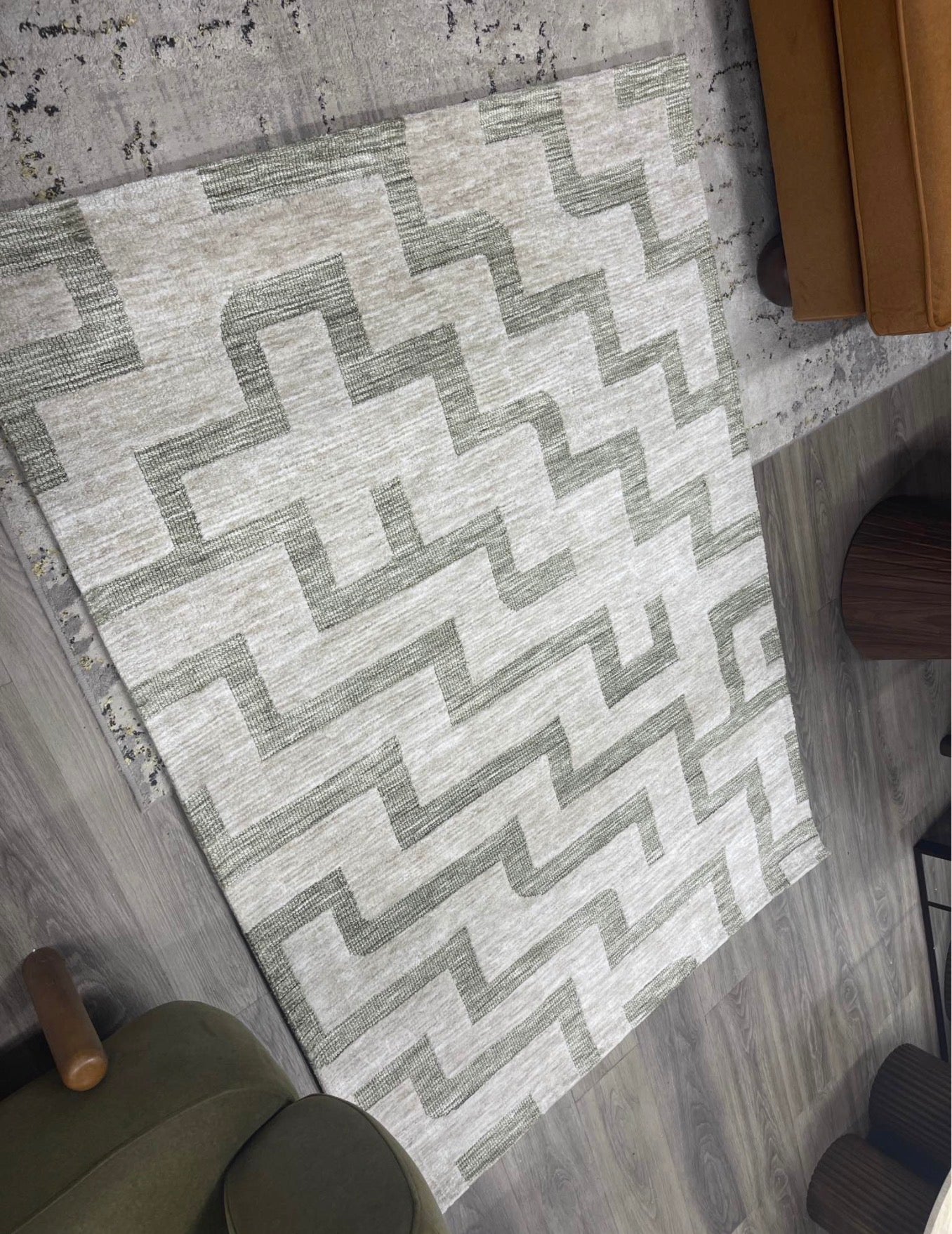Green And Cream Rug
