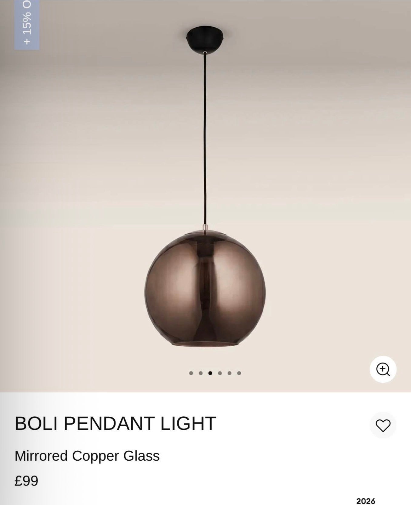 Mirrored Copper Glass Pendant Light