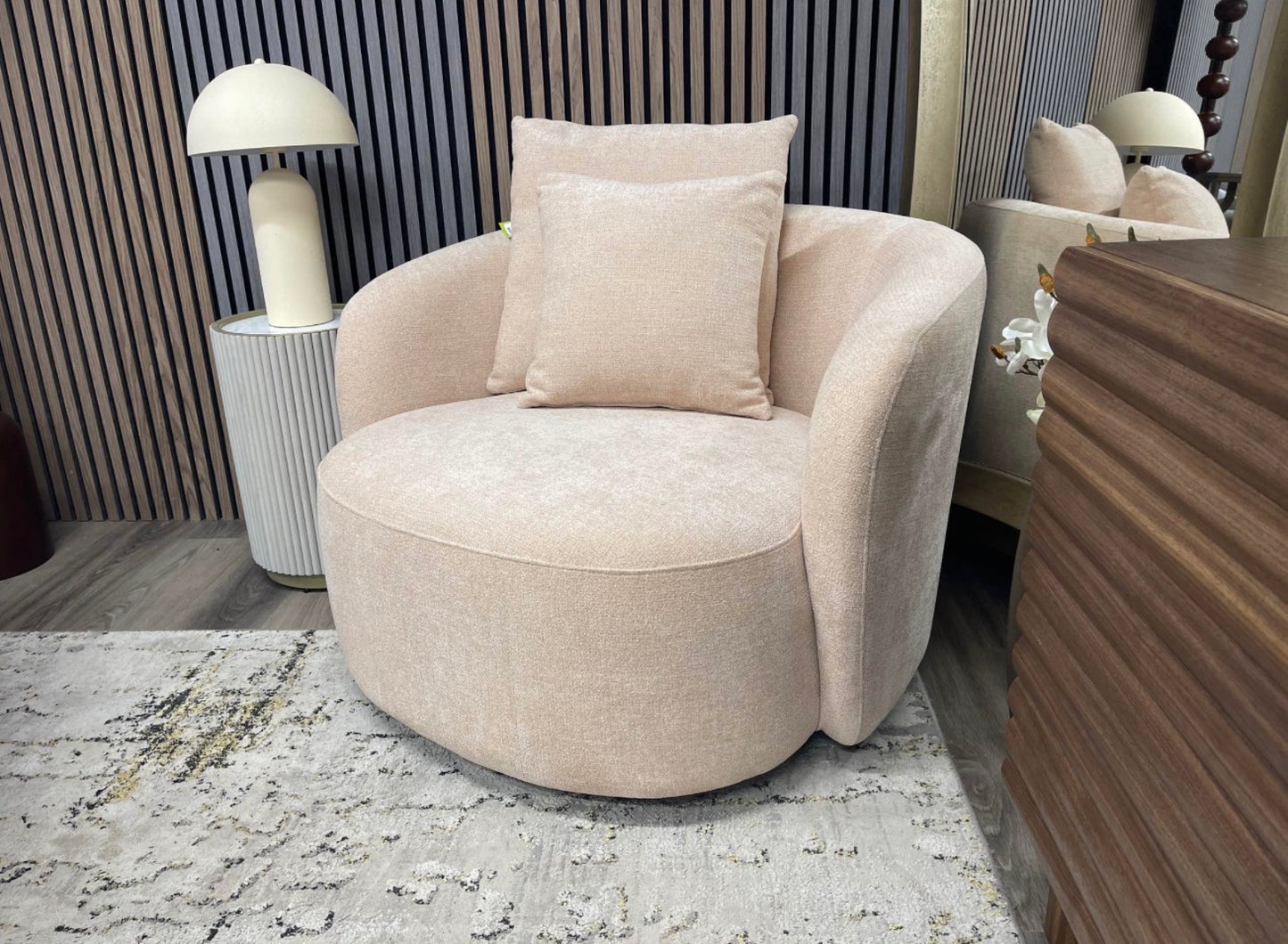 Salmon Swivel Armchair