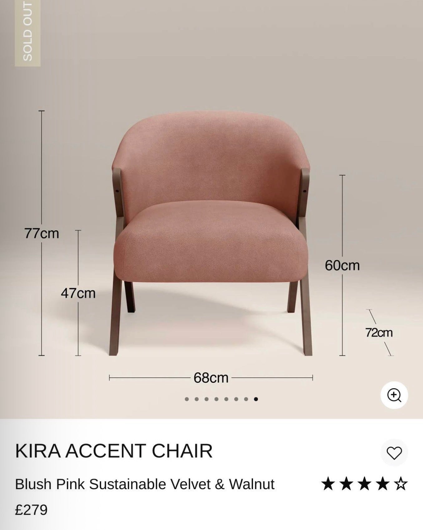 Kira Blush Pink Accent Chair