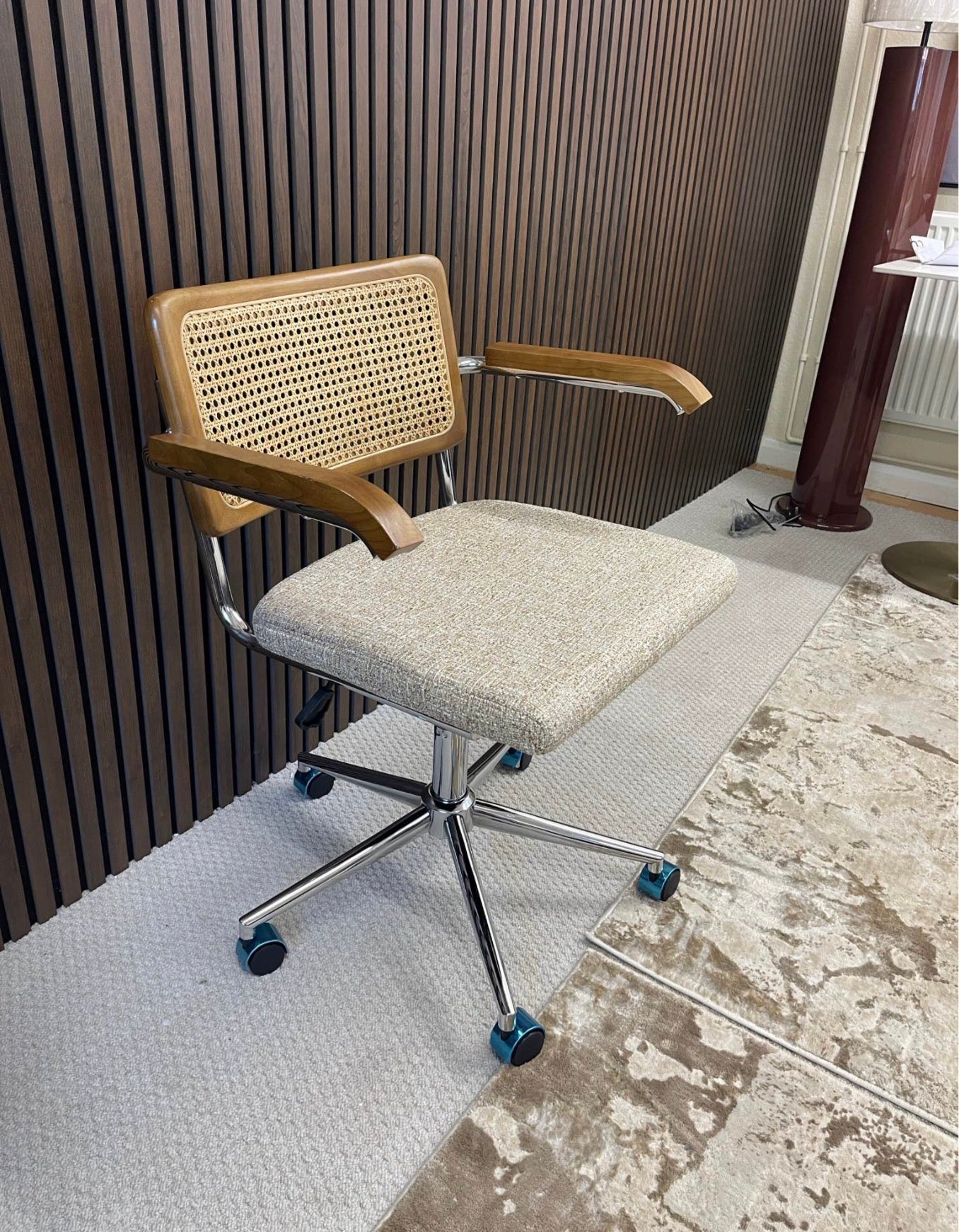 Speckled Latte Boucle Office Chair