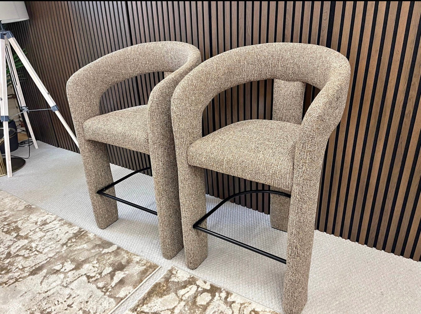 Bellamy Cappuccino Boucle Kitchen Stools x2