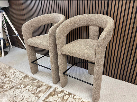 Bellamy Cappuccino Boucle Kitchen Stools x2