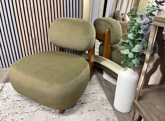 Moss Green Didsbury Mohair And Walnut Accent Chair