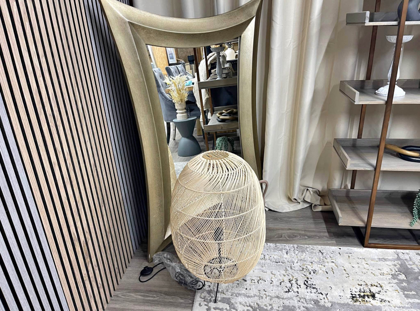 Made.com Natural Rattan Midi Floor Lamp