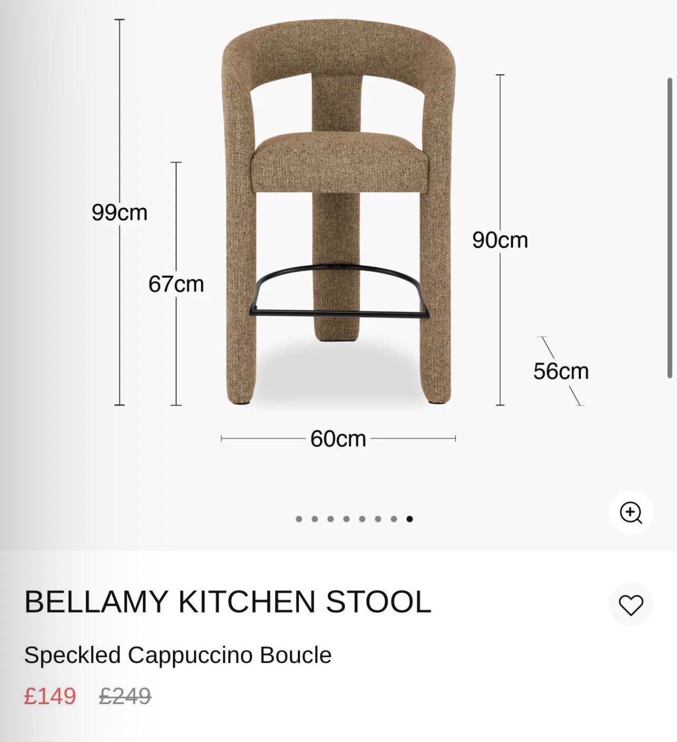 Bellamy Cappuccino Boucle Kitchen Stools x2