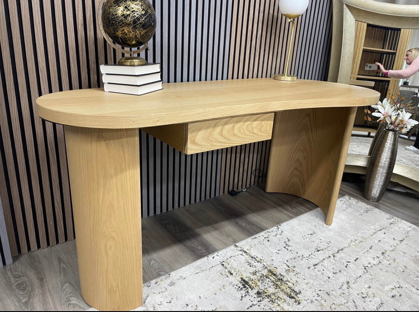 Courbe Curved Light Oak Desk