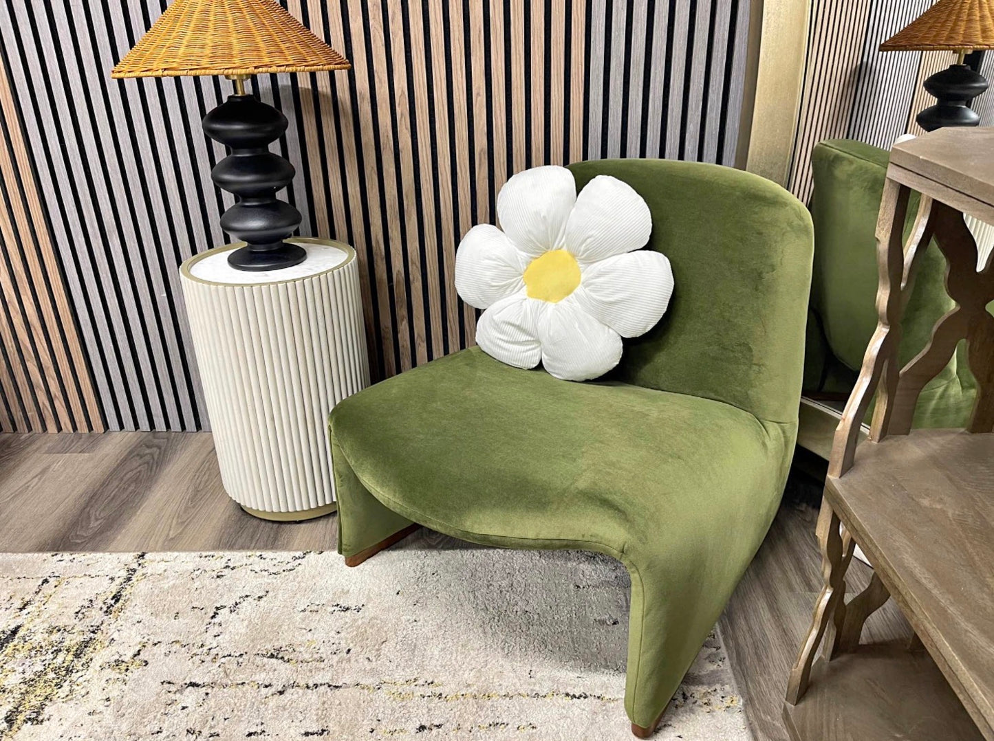 Arlet Olive Green Velvet Accent Chair