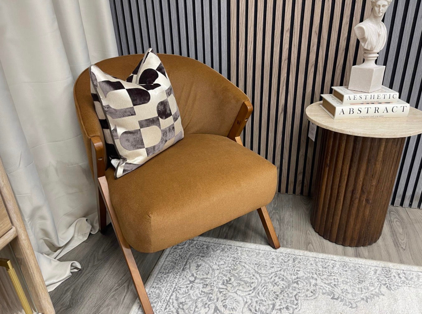 Kira Caramel Velvet Accent Chair
