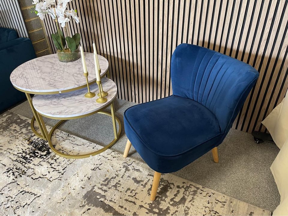 Navy Velvet Accent Chair