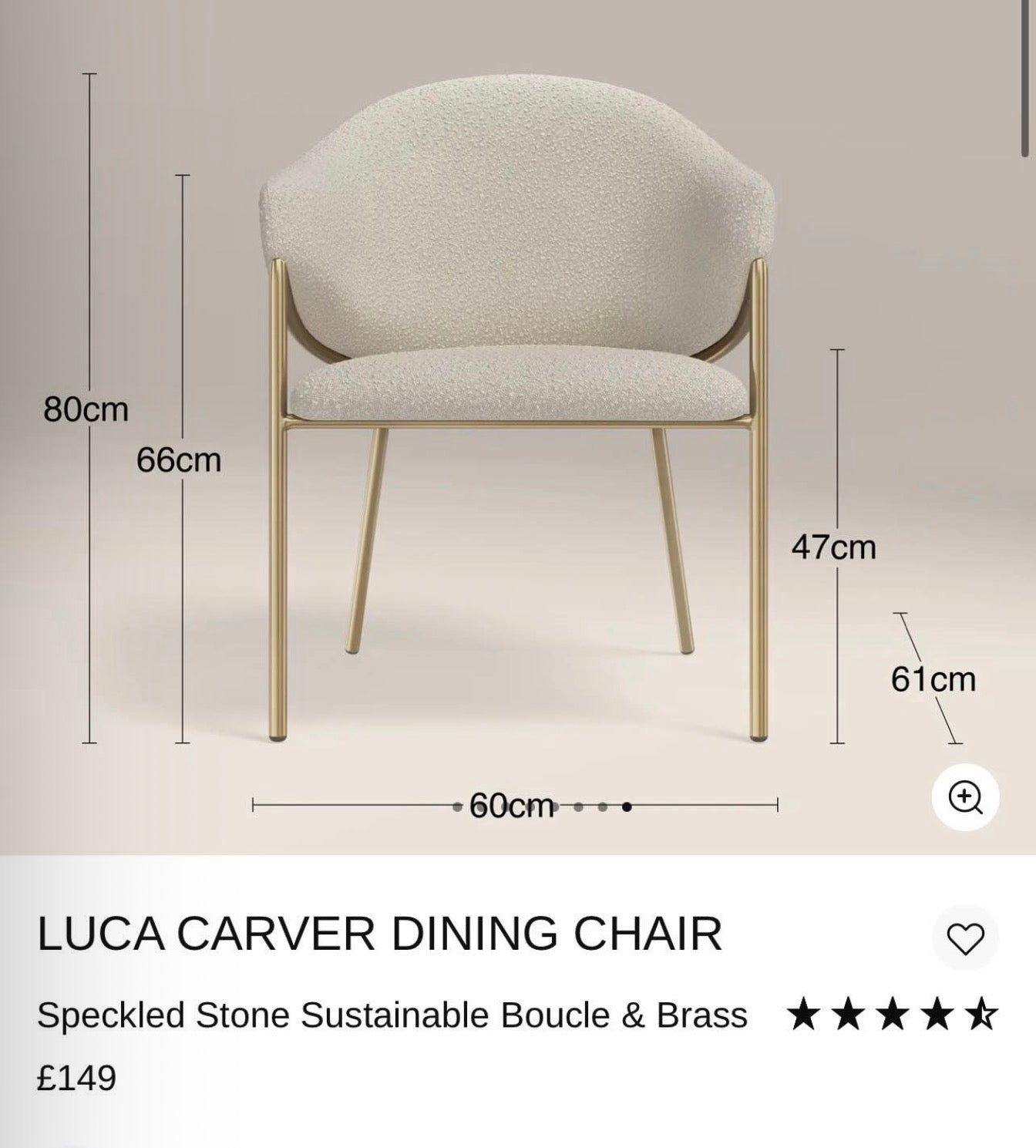 Speckled Stone Boucle Carver Dining Chairs x6