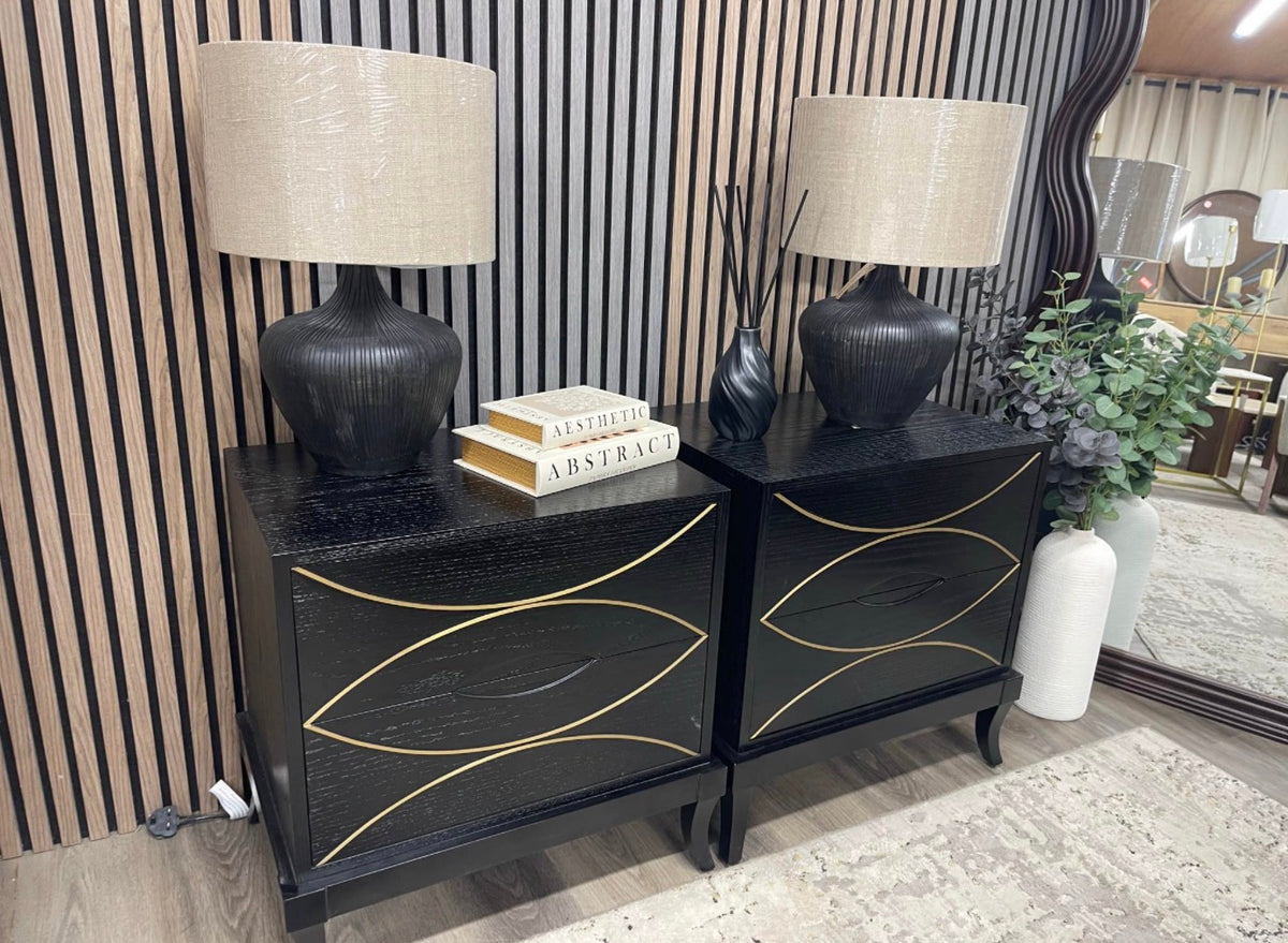 Set Of 2 Blair Black 2 Drawer Bedside Tables